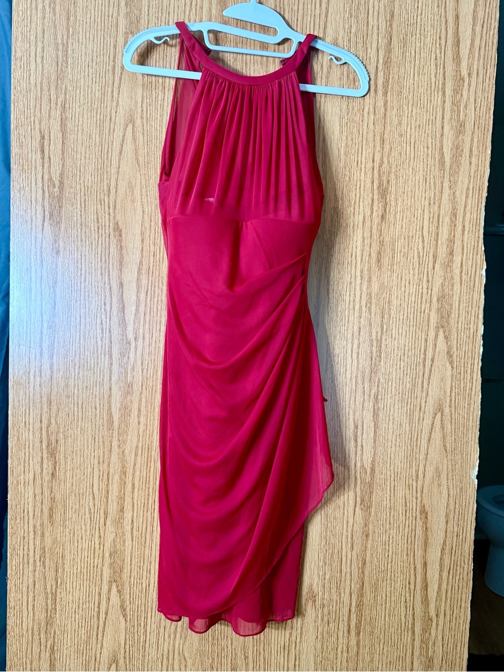 David's Bridal One-Shoulder Fuchsia Evening Dress